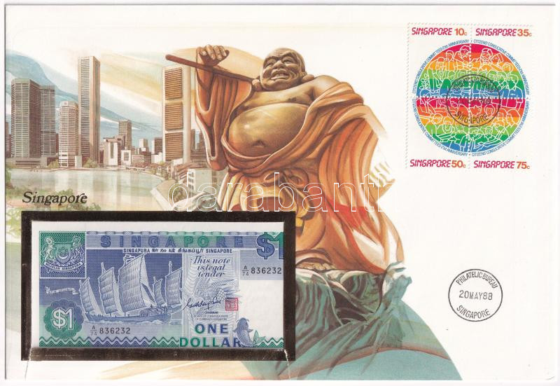Szingapúr 1987. 1D felbélyegzett borítékban, bélyegzéssel T:I Singapore 1987. 1 Dollar in envelope with stamp and cancellation C:UNC