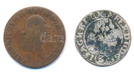 Ausztria 1631. 3kr Ag 'II. Ferdinánd' (1,24g) + Lengyelország / Dél-Poroszország 1797B 1gr Cu 'II. Frigyes Vilmos' T:3 Austria 1631. 3 Kreuzer Ag 'Ferdinand II' (1,24g) + Poland / South Prussia 1797B 1 Grossus Cu 'Friedrich Wilhelm II' C:F
