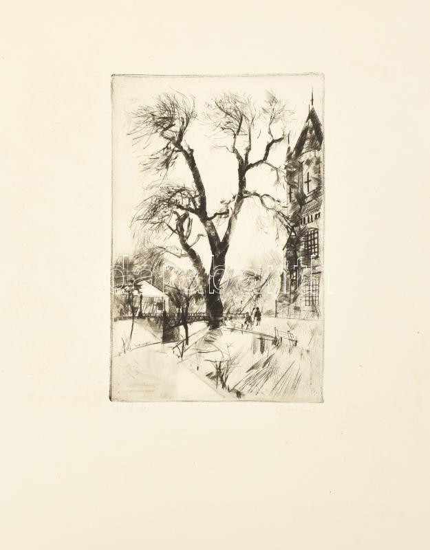 Gy. Molnár István (1933-2010): Várfok. Rézkarc, papír, jelzett. Kartonra kasírozva. 25x16 cm - Image 2