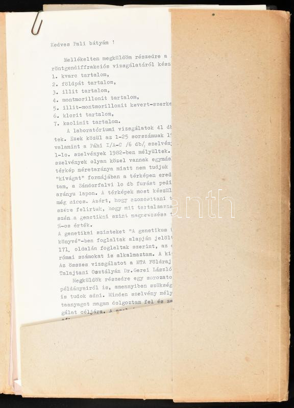 Dr. Stefanovits Pál (1920-2016) vegyészmérnök, talajtanász, egyetemi tanár, az MTA tagjának papírhagyatéka: munkájához kapcsolódó térképek, iratok, mappában. - Image 2