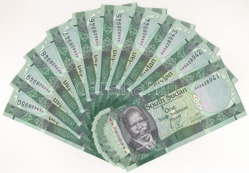 Dél-Szudán DN (2011) 1P (10x) sorszámkövetők 'AK 8828941 - AK 8828950' T:I South Sudan ND (2011) 1 Pound (10x) consecutive serials 'AK 8828941 - AK 8828950' C:UNC Krause P#5