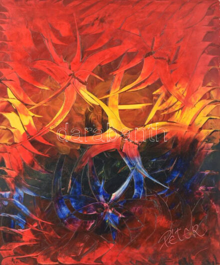 Péter jelzéssel: Kecses formák. Olaj, farost, 40x34 cm