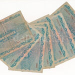 Ausztria 1922. 100K (7db) + magyar 100K eredeti kötegelője T:III,III- Austria 1922. 100 Kronen (7pcs) + Hungarian 100 Korona original wrapper C:F,VG - Image 2