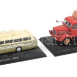 Ikarus 66 1955 autóbusz és Csepel D-344 teherautó modellje, 2 db, fém/műanyag, h: 18-18,5 cm