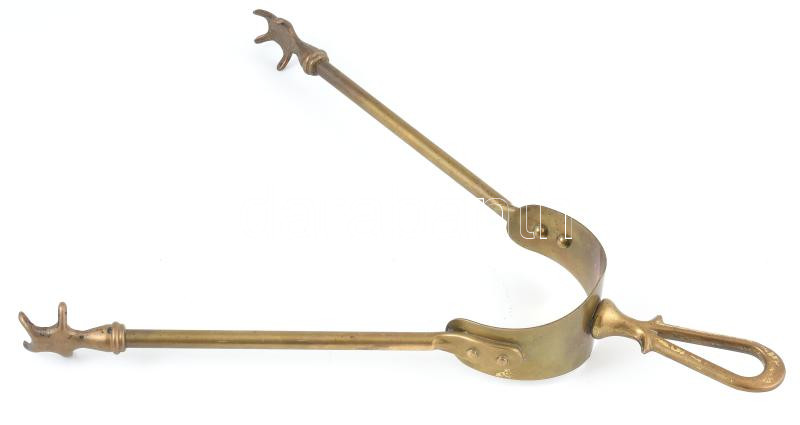 Kandalló kellék, parázs/rönk fogó, réz, h: 31 cm
