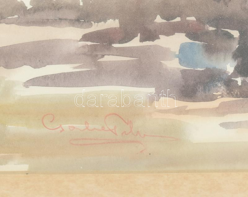 Csorba Tibor (1906-1985): Város. Akvarell, papír, jelzett, üvegezett fakeretben. 25x33,5 cm A felvidéki Lőcsén, majd a fővárosban járt gimnáziumba. 1925-ben a Képzőművészeti Főiskolán kezdte művészeti tanulmányait. A Szegedi - Image 2