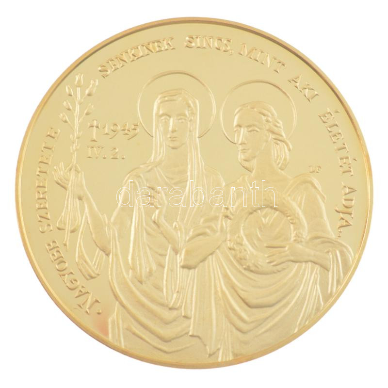 Lebó Ferenc (1960-) DN 'Apor Vilmos' kétoldalas aranyozott Cu emlékérem kapszulában (42mm) T:1- (PP) - Image 2