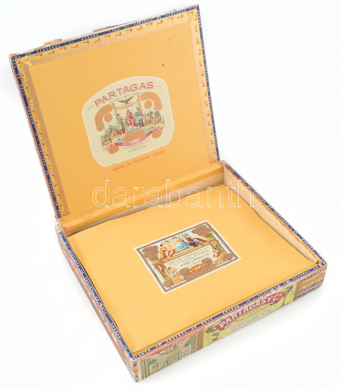 Flor de Tabacos de Partagas Habana fa szivaros doboz, tartalommal, hiányos 20,5x18x4 cm - Image 3