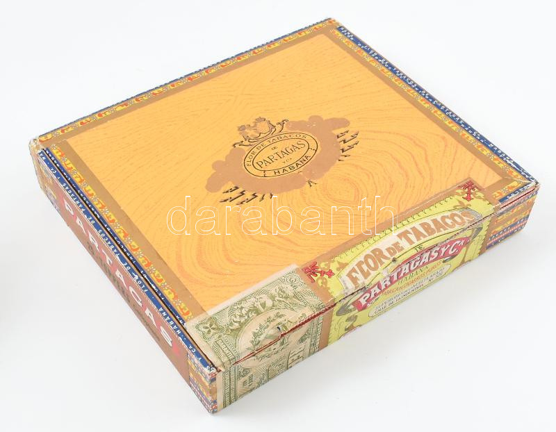 Flor de Tabacos de Partagas Habana fa szivaros doboz, tartalommal, hiányos 20,5x18x4 cm - Image 4