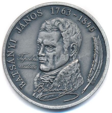 Bognár György (1944-) 1985. 'Batsányi János Tapolca szülötte / Éremgyűjtők Csoportja Keszthely' kétoldalas ezüstpatinázott bronz emlékérem (42,5mm) T:1-
