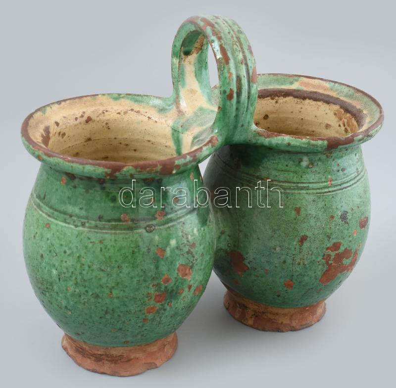 Antik ikercsupor, cserép, sérülésekkel, m: 23 cm - Image 2