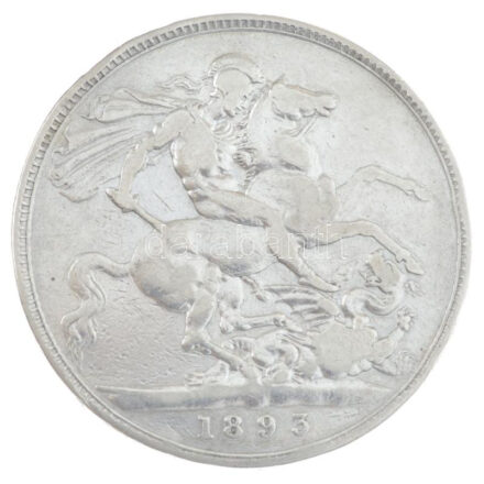 Nagy-Britannia 1893. 1C Ag 'Viktória' T:3 patina, ph, karc Great Britain 1893. 1 Crown Ag 'Victoria' C:F patina, edge error, scratch Krause KM#783