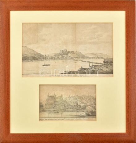Alt, Jacob (1789-1872): Buda látképe (Ansicht der Haupstadt Ofen in Ungarn és Buda látképe a XV. században (Ansicht der Residenzstadt Ofen im 15ten Jahrhundert unter König Matthias Corvin), 1821. Litográfia, papír, jelzett a litográfián.