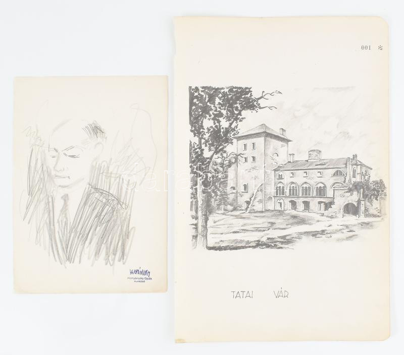 Hornyánszky Gyula (1924-1995) festő, grafikus hagyatékából egy mappa, össz. 46 db, főleg grafikák (ceruza, toll, tus), közte néhány kézirat, meghívó, stb. Jelzéssel / jelzés nélkül, vegyes méretben és állapotban. - Image 3