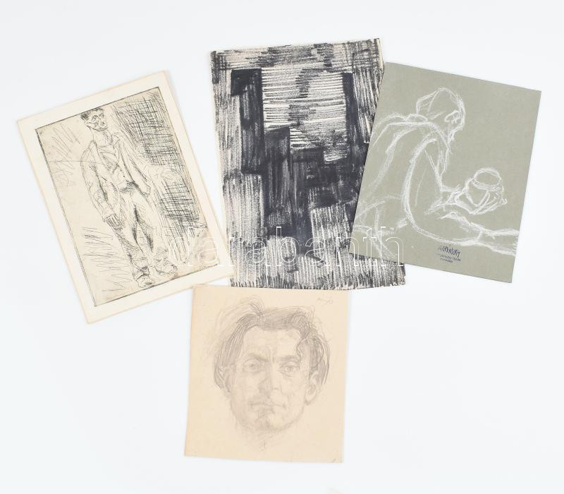 Hornyánszky Gyula (1924-1995) festő, grafikus hagyatékából egy mappa, össz. 46 db, főleg grafikák (ceruza, toll, tus), közte néhány kézirat, meghívó, stb. Jelzéssel / jelzés nélkül, vegyes méretben és állapotban. - Image 4
