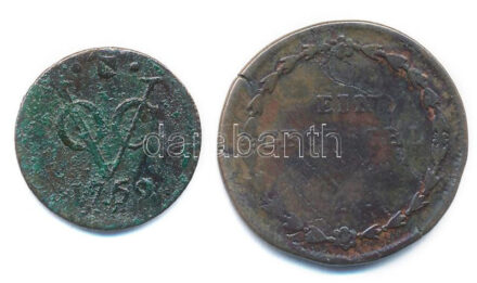 Holland Kelet-India 1759. 1/2D bronz + Csehország / Történelmi tartomány 1782A 1 Garas T:3 korrózió, anyaghiba, karc Netherlands East Indies 1759. 1/2 Duit bronze + Bohemia 1782A 1 Gröschl Cu C:F corrosion, material error, scratch Krause