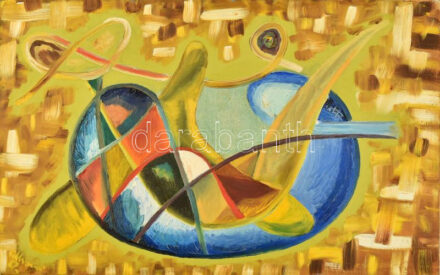 Olvashatatlan (Pallavicini?) jelzéssel: Színes formák. Olaj, vászon. 39×60,5 cm