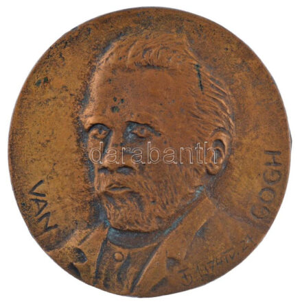 Fritz János (1947-) 1974. 'Van Gogh - 1974.IV. 27.' egyoldalas bronz emlékérem (100mm) T:1- kis patina