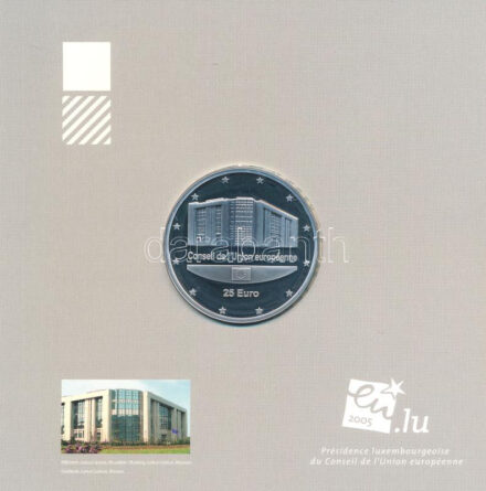 Luxemburg 2005. 25E Ag 'Luxemburg Európai Uniós elnöksége' karton díszlapon T:PP Luxembourg 2005. 25 Euro Ag 'European Union presidency of Luxembourg' on cardboard display sheet C:PP Krause KM#98
