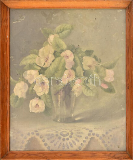 Olvashatatlan jelzéssel: Csendélet. Olaj, karton, üvegezett fakeretben, 38×33 cm