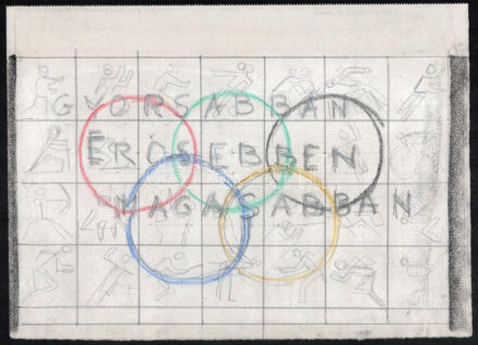 Rác András (1926-2013): Olimpiai ötkarika. Ceruza, kréta, papír, jelzés nélkül. Proveniencia: A művész hagyatéka. 22,5x31 cm