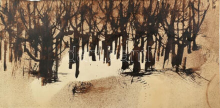 Rác András (1926-2013): Gesztusok. Zománcfesték, papír, jelzés nélkül. Proveniencia: A művész hagyatéka. Lap széle kissé sérült. 21x43 cm