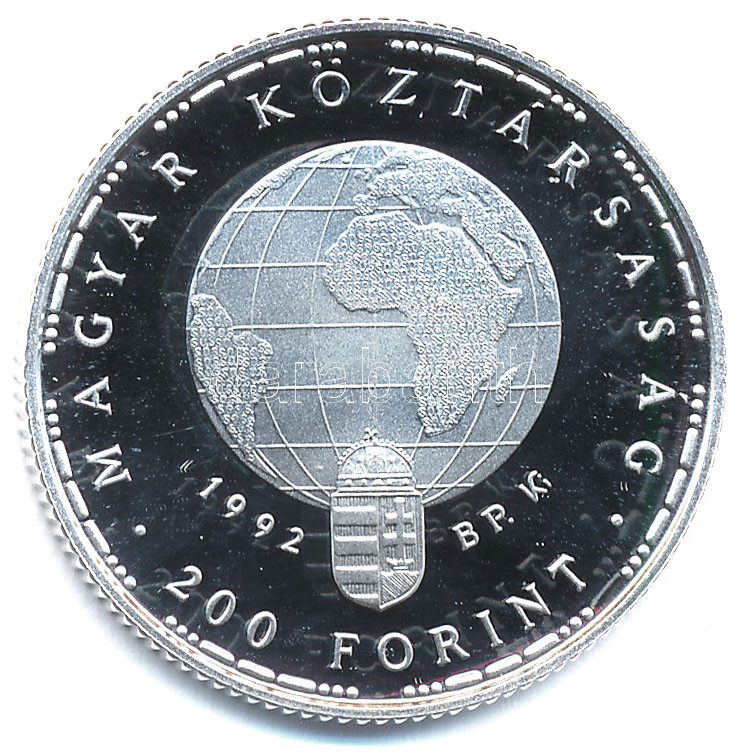 1992. 200Ft Ag 'Veszélyeztetett állatvilág - Fehér gólya' T:PP Adamo EM126 - Image 2