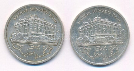 1992. 200Ft Ag 'MNB' (2x) T:1- patina Adamo F13