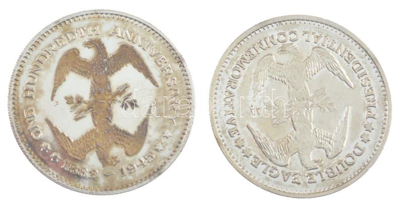 Amerikai Egyesült Államok ~1980. 'Ronald Reagan' kétoldalas emlékérem (39mm) + 'Franklin Delano Roosevelt' kétoldalas bicolor emlékérem (39mm) T:1-bevonaton kopás USA ~1980. 'Ronald Reagan' two sided commemorative medallion (39mm) + - Image 2