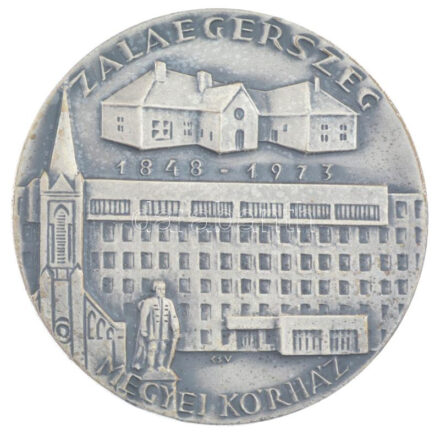Csucs Viktória (1934-1993) 1973. 'Zalaegerszeg Megyei Kórház' egyoldalas ezüstözött bronz emlékérem (70mm) T:1-,2