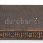 Lignifer retró bronz doboz, fabetétekkel, üveg berakással, jelzett, hibátlan, 10x19x4 cm - Image 3
