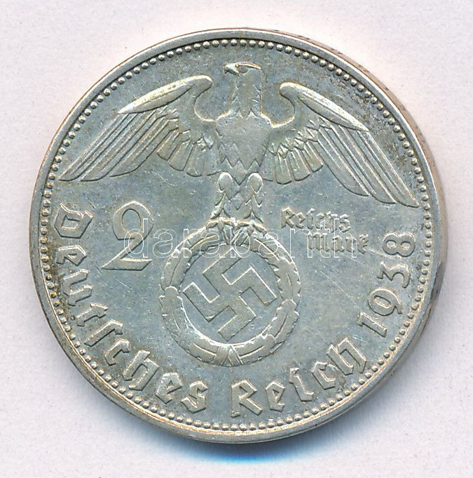 Német Harmadik Birodalom 1938B 2M Ag 'Hindenburg' T:2,2- patina German Third Reich 1938B 2 Reichsmark Ag 'Hindenburg' C:XF,VF patina Krause KM#93 - Image 2