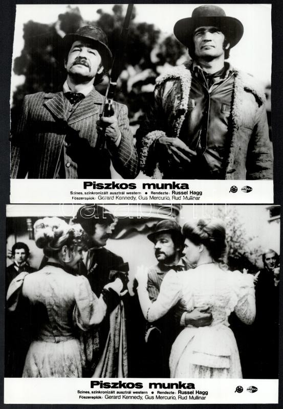 cca 1977 ,,Piszkos munka' című ausztrál westernfilm jelenetei és szereplői, 5 db vintage produkciós filmfotó, ezüst zselatinos fotópapíron, a használatból eredő (esetleges) kisebb hibákkal, 18x24 cm - Image 2
