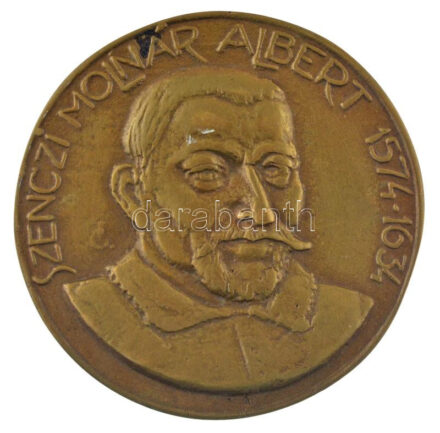 Tőrös Gábor (1934-2021) DN 'Szenczi Molnár Albert 1575-1634' bronz emlékérem (100mm) T:1- felül peremén lyukasztott.