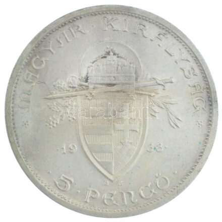 1938. 5P Ag 'Szent István' T:1- kis patina Adamo P8.1