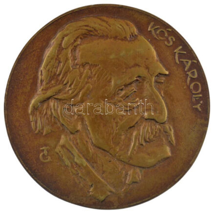 Tőrös Gábor (1934-2021) DN 'Kós Károly' öntött bronz emlékérem (135mm) T:1- hátoldalán furat