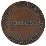 Pálffy Gusztáv (1942-) 1982. 'Kodály Centenárium Kecskemét' kétoldalas bronz emlékérem (85mm) T:1- patina - Image 2
