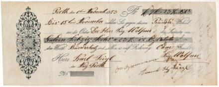 Pest (Budapest) 1853. Kitöltött váltó 76 G-ről és 23k-ról, hátoldalán 3kr illeték bélyegzéssel T:III