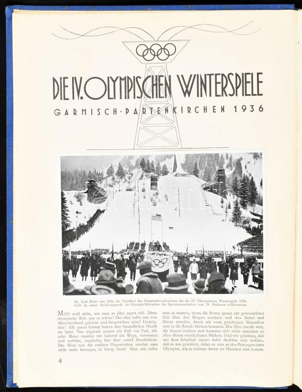 Olympia 1936. Die Olympischen Winterspiele vorschau auf Berlin. Band I-II. A berlini olimpia gyűjtőalbumai, két kötet, sok beragasztott képpel (nem teljes). Német nyelven. Kiadói aranyozott, festett egészvászon-kötésben, jó állapotban. - Image 3