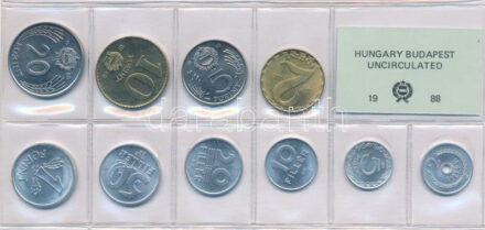 1988. 2f-20Ft (10xklf) érmés forgalmi sor fóliatokban T:1 Adamo FO21