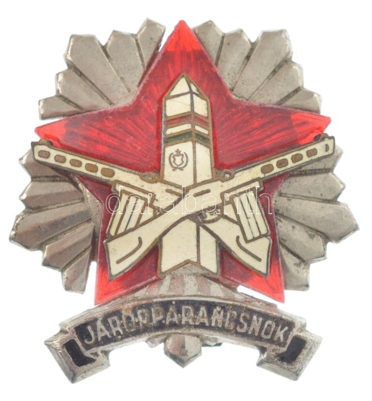 ~1960. 'Határőrség - Járőrparancsnok' ezüstözött, részben tűzzománcos műanyag-bronz kompozit szolgálati jelvény eredeti rögzítőpántokkal T:1-