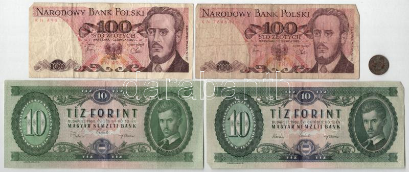 9 darabos vegyes magyar és külföldi bankjegy és érme tétel, közte 10Ft 1969, 1944. 20P 'A Vöröshadsereg parancsnoksága', Lengyelország 1982. 100Zł T:III-III-,2-