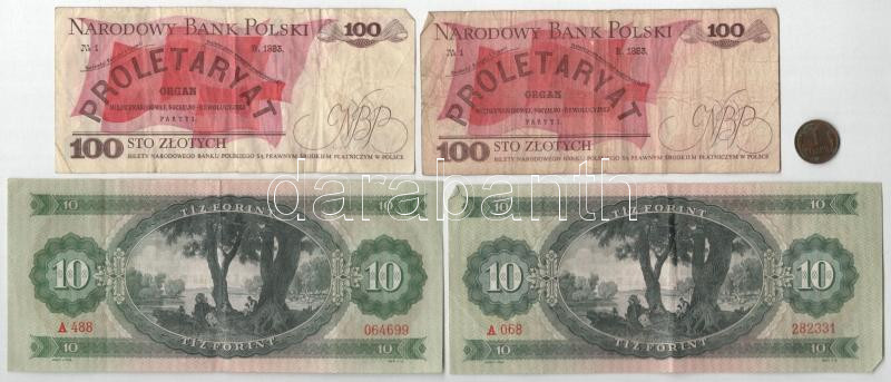 9 darabos vegyes magyar és külföldi bankjegy és érme tétel, közte 10Ft 1969, 1944. 20P 'A Vöröshadsereg parancsnoksága', Lengyelország 1982. 100Zł T:III-III-,2- - Image 2
