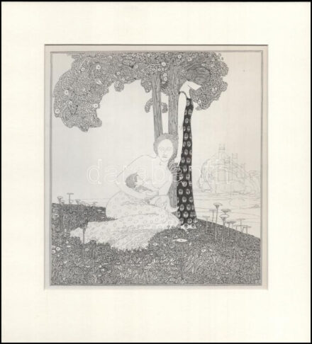 Kozma Lajos (1884-1948): Anya gyermekével. Cinkográfia, papír, jelzett a cinkográfián, körbevágott, 22×21 cm