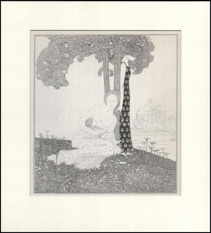 Kozma Lajos (1884-1948): Anya gyermekével. Cinkográfia, papír, jelzett a cinkográfián, körbevágott, 22×21 cm