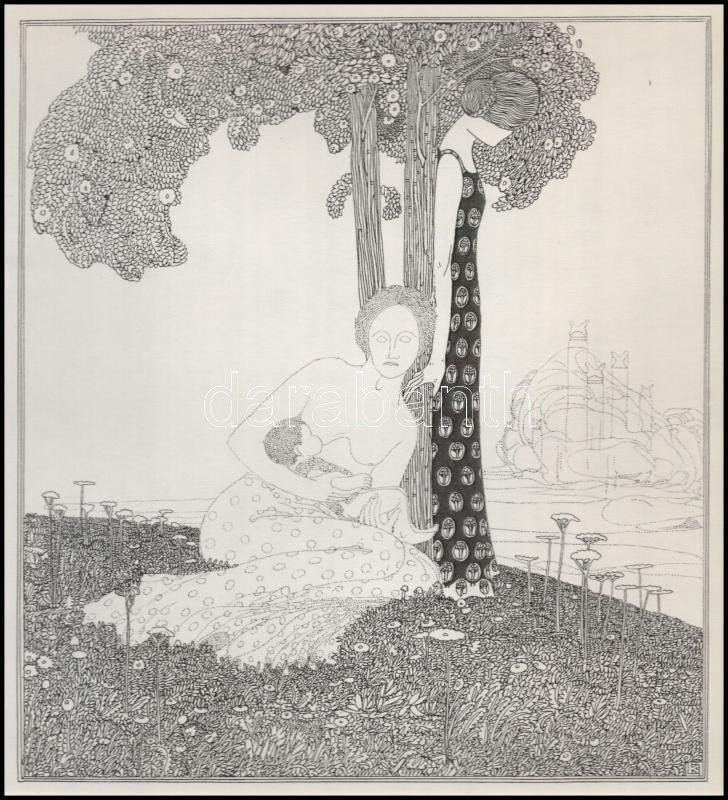 Kozma Lajos (1884-1948): Anya gyermekével. Cinkográfia, papír, jelzett a cinkográfián, körbevágott, 22×21 cm - Image 2