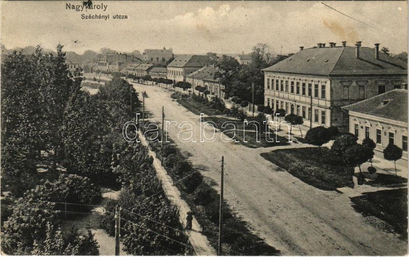 1909 Nagykároly, Carei; Széchenyi utca / street (EK)