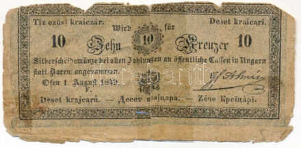 1849. 10kr 'Almásy' T:IV ragasztott Hungary 1849. 10 Krajczár 'Almásy' C:G taped Adamo G101