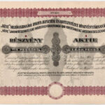 Budapest 1927. ' 'KÉVE' Mezőgazdasági Iparfejlesztési és Hitelintézet Részvénytársaság' részvénye 10P-ről, szárazpecséttel, szelvényekkel T:I- kis szakadások