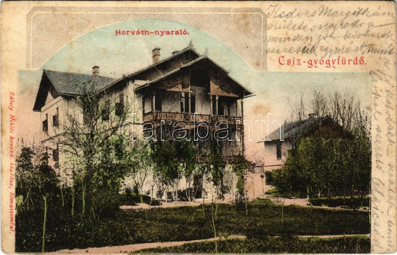 Csíz, Csízfürdő, Kúpele Cíz; Horváth nyaraló. Rábely Miklós kiadása / villa, spa (Rb)